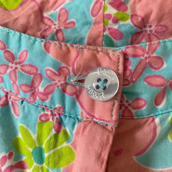 Lilly Pulitzer White Label Blue Pink Elephant Floral Print Pants Size 8 - Picture 4 of 12